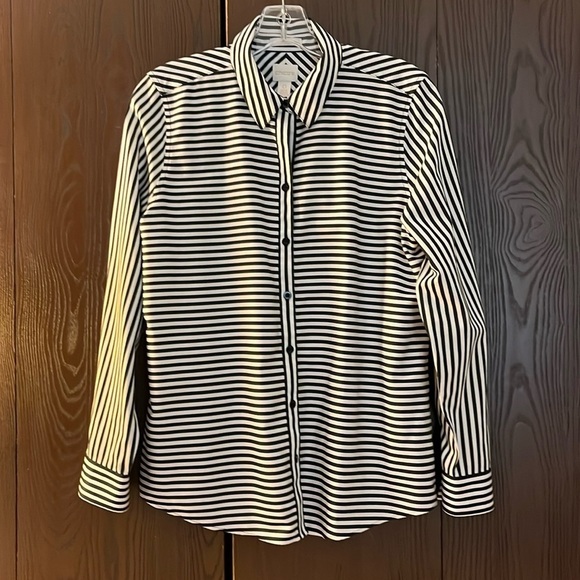 Chico's Tops - Chico’s long sleeved black and white striped blouse. Size Chico 0.